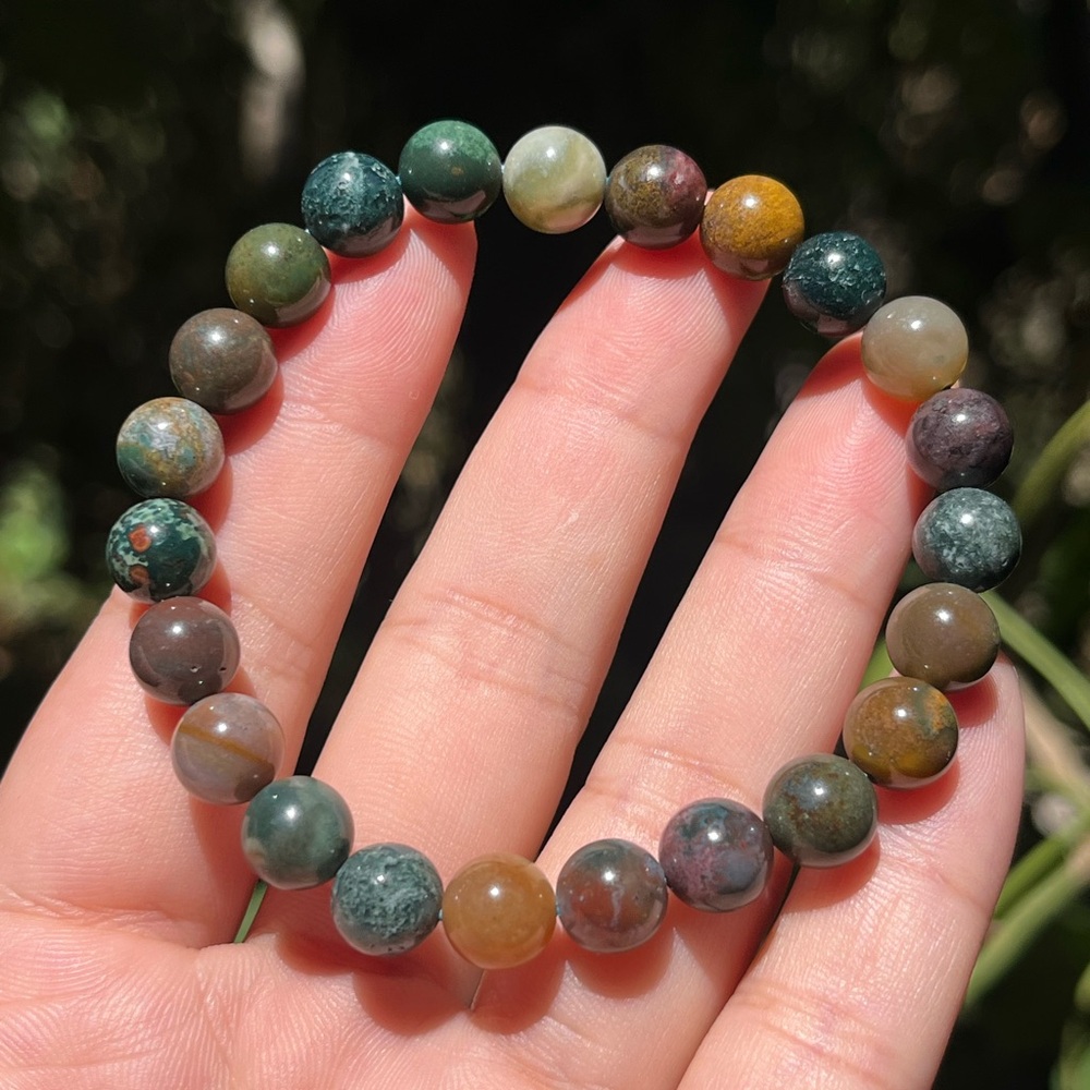 8mm stretchable moss agate bracelet‎